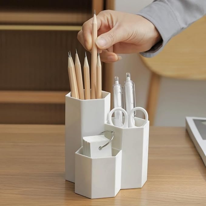 Pencil Holder for Desk Pens Cup Pencil Organizer Cute Desk Accessories Desktop Supplies for Office/School/Home (White)