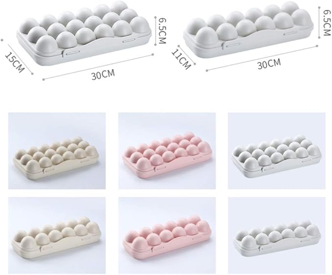 Cabilock 12 Egg Storage Box with Lid Stackable Fridge Organizer for Kitchen Clear Plastic Egg Holder for Refrigerator Space-Saving Tray for Household Use