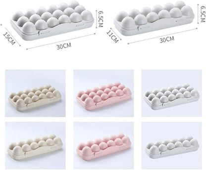 Cabilock 12 Egg Storage Box with Lid Stackable Fridge Organizer for Kitchen Clear Plastic Egg Holder for Refrigerator Space-Saving Tray for Household Use