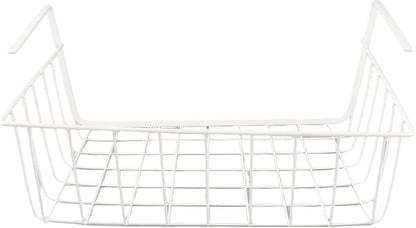 Multi purpose metal storage basket Under shelf storage basket Kitchen study office storage Thickened wire mesh basket White available Suitable for bookshelves Cabinets Storage shelves M 26*22*13.5cm