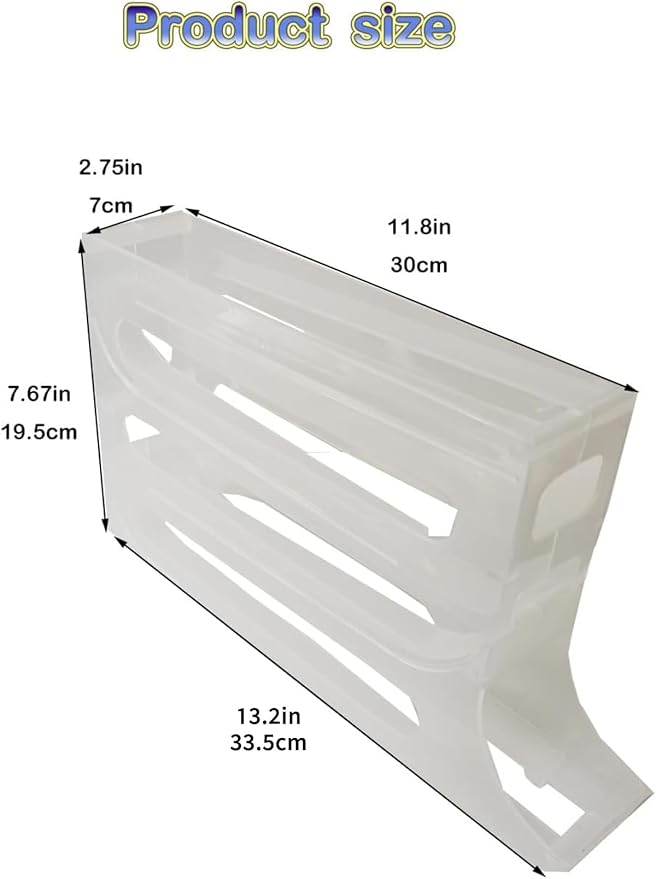 24 Eggs Egg Holder for Fridge,4 Tiers Egg Container,Auto Rolling Fridge Egg Organizer for Refrigerator,Space-Saving Egg Dispenser Holder,Fridge Egg Rack (White, 1pack)