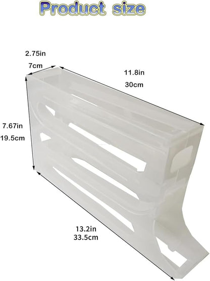 24 Eggs Egg Holder for Fridge,4 Tiers Egg Container,Auto Rolling Fridge Egg Organizer for Refrigerator,Space-Saving Egg Dispenser Holder,Fridge Egg Rack (White, 1pack)