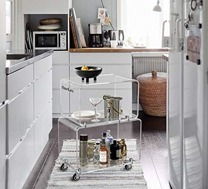 2119 Rolling Utility Cart Tower Rack for Kitchen Bathroom Laundry Dining Room Places,Acrylic Mobile Storage Cart On Wheels