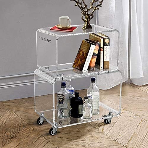 2119 Rolling Utility Cart Tower Rack for Kitchen Bathroom Laundry Dining Room Places,Acrylic Mobile Storage Cart On Wheels