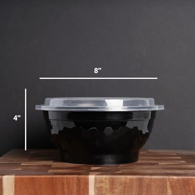 TIYA Food Containers - 50 oz Bulk 120 Pack with Lids - Plastic Bowl To-Go Containers - Reusable, Microwavable, Dishwasher Safe - Leak-Resistant for Soups & Meal Prep - BPA-Free