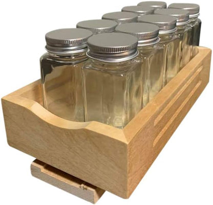 CabinetRTA Wood Pull Out Spice Rack Organizer for Cabinet - 5.5"(W) x 10"(D) x 2"(H) for Upper Kitchen Cabinets and Pantry Closet, for Spices, Sauces, Canned Food etc…