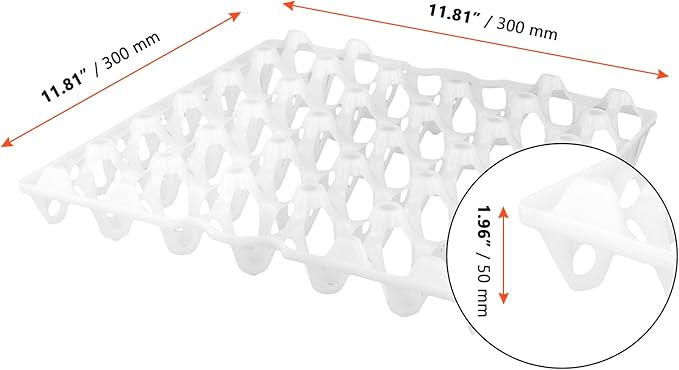 SINJEUN 15 Pack Plastic Egg Tray, 30 Cells Plastic Egg Flats, Stackable Eggs Crates for Storing, Sorting, and Shipping Multiple Eggs, White