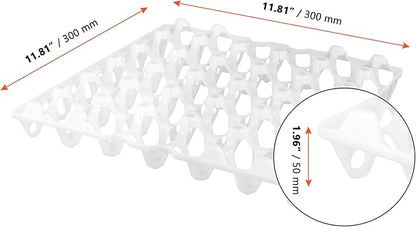 SINJEUN 15 Pack Plastic Egg Tray, 30 Cells Plastic Egg Flats, Stackable Eggs Crates for Storing, Sorting, and Shipping Multiple Eggs, White