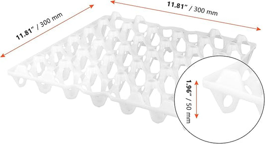 SINJEUN 15 Pack Plastic Egg Tray, 30 Cells Plastic Egg Flats, Stackable Eggs Crates for Storing, Sorting, and Shipping Multiple Eggs, White