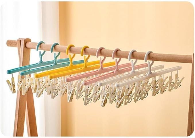 gofidin 2 Pack Drying Sock Rack Windproof Clothes Rack Multi Clip Dormitory Hanging Clothes Drying Racks Underwear Socks Holder