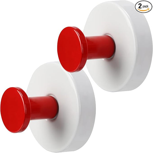 Supopular Reusable Heavy Duty Suction Cup Hooks for Kitchen/Bathroom/Shower - Wet-Proof Hooks for Towels, Robes, Loofah&Wreaths/No Drill Mounting on Glass, Tile, Metal (2, Red White)
