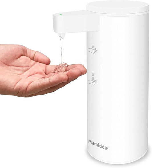 Mamiddle Automatic Soap Dispenser Stainless Steel with Sensor Infrared Soap Dispenser Electric IPX5 Waterproof USB-C Charging Motion Sensor for Kitchen & Bathroom (White)