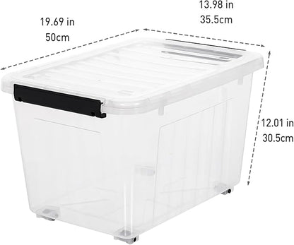 Citylife 54 QT Clear Plastic Storage Bins with Lids Stackable Storage Boxes with Lids Large Plastic Storage Containers for Garage Closet Kitchen 2 Packs