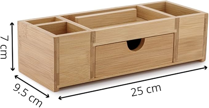 Bamboo Desk Organizer – Durable Office Wood Desk Organizer with Drawers, Storage Compartments, Pen Holder, and Phone Holder- Home and Office Desk Organizers and Accessories