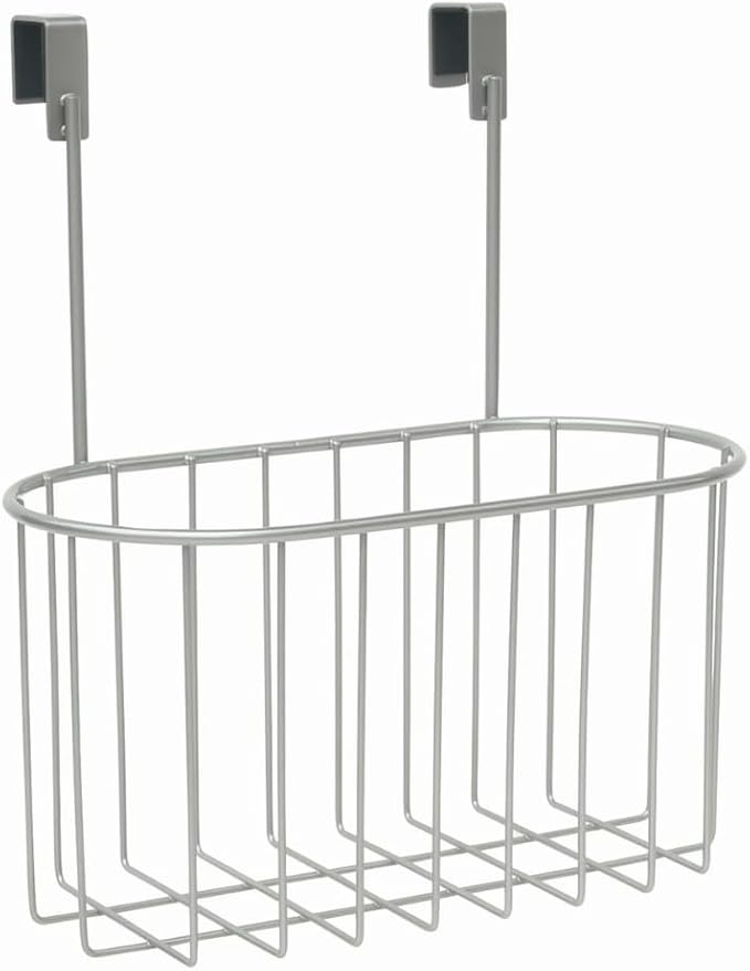 SKYREN Over Cabinet Door Organizer Basket, Satin Nickel Finish, Under Shelf Hanging Storage for Kitchen, Pantry, Bathroom, Laundry, 10.24 x 11.26 x 6.26 in