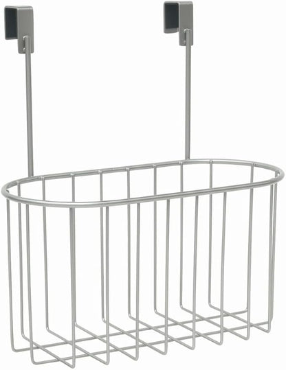 SKYREN Over Cabinet Door Organizer Basket, Satin Nickel Finish, Under Shelf Hanging Storage for Kitchen, Pantry, Bathroom, Laundry, 10.24 x 11.26 x 6.26 in