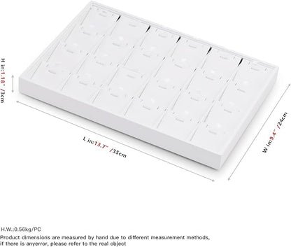 White PU Leather Jewelry Display Tray 24 Grids Pendant Earrings Necklace Organizer Display Showcase Jewelry Storage Tray