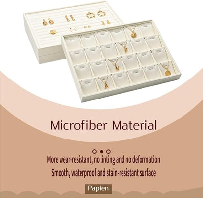 Microfiber Necklace Bracelet Tray Jewelry Tray Necklace Bracelet Holder Organizer (Beige)