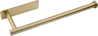 Paper Towel Holder Under Cabinet Wall Mount Paper Towel Holder Adhensive SUS304 Stainless Steel Kitchen Towel Holder Rack Hanging Paper Holder for Kitchen Bathroom Organizer(1,Gold)