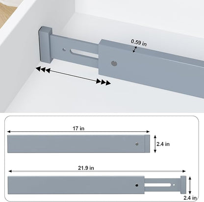 Ruichang Bamboo Kitchen Drawer Divider 4 Pack,17-22" Adjustable Utensil Drawer Organizer for Dresser Bathroom Bedroom,Grey