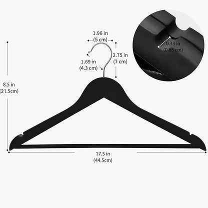 ABHENG 20 Pack Wooden Coat Hangers, 360° Swivel Hook, Suit Hangers with Anti-Slip Notches, Clothes Hangers for Jackets, Shirts, Dress, Black UAWY0520B