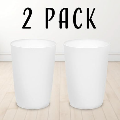 Mini Waste Basket - Pack of 2 Durable Small Plastic Garbage Trash Can Bin - Lidless Open-Top, Slim Profile for Compact Spaces - Suitable for Home, Bathroom, Office, Bedroom & More, White