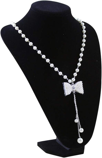 Wudygirl Black Velvet 3-Dimensional Necklace Bust Display Holder Jewelry Neck Pendant Chain Organizer Stand for Women(11.4 inch