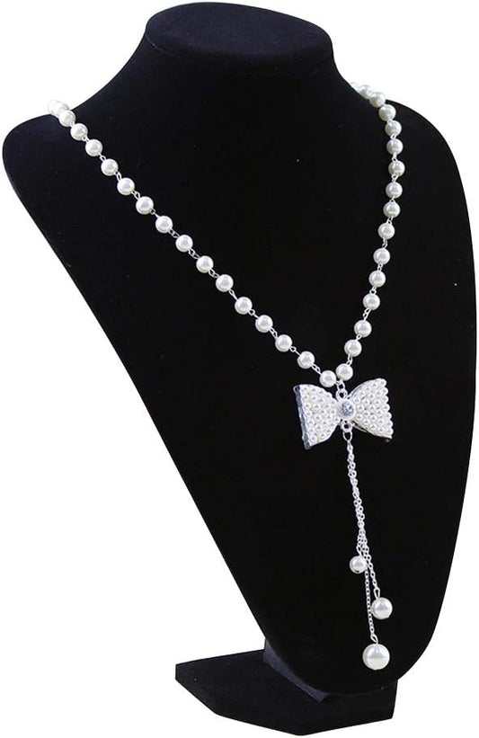 Wudygirl Black Velvet 3-Dimensional Necklace Bust Display Holder Jewelry Neck Pendant Chain Organizer Stand for Women(11.4 inch