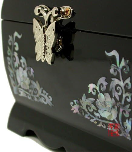 Antique Alive Mother of Pearl Inlay Design Jewelry Box, Wood Jewelry Box, Trinket Case, Keepsake Treasure Chest Box Organizer Holder (Double Crane)