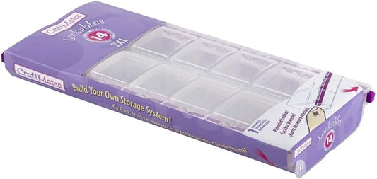 Craft Mates Bead Organizer and Plastic Storage Containers for Crafts, Buttons, Pins and More, 14 Locking Compartments (Display)