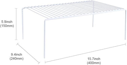 Redrubbit Large (15.7 x 9. 4 Inch) Cabinet Storage Shelf Rack, Rustproof Kitchen Counter and Cabinet Shelf, Storage Rack Organizer for Kitchen, Fridge, Cabinet, Bathroom, Set of 2