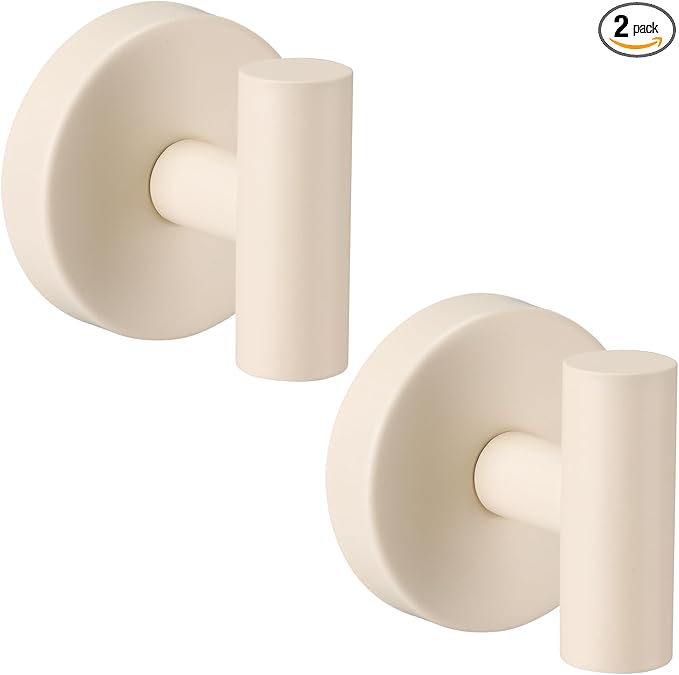 Fenas Suction Cup Hooks for Shower - Bathroom Reusable Hooks for Towels, Robes & Loofah - No-Drill Mounting on Kitchen,Walls,Metal,Glass,Mirrors,Tile & Smooth Non-Porous Surfaces (2, Milk White)