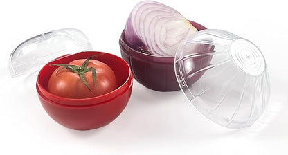 Magicaleast 2PCS Fruit and Vegetable Shaped Savers Onion and Tomato Storage Containers for Fridge Vegetable Crisper Makes Food Stays Fresh Longer