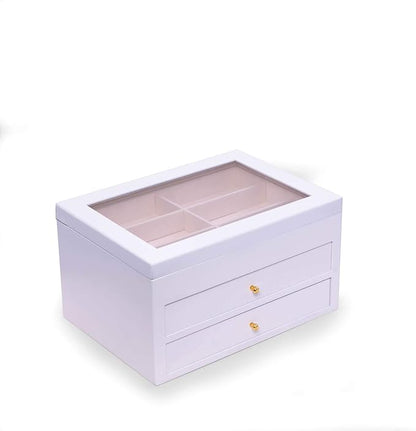 Bey-Berk Luxury Designer 18 Eyeglass and Sunglass Storage Box in Real Wood, Extra Large Slots, Soft Velour Lining, Dresser Organizer