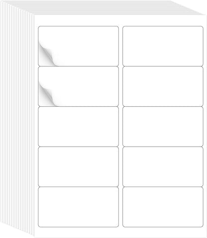 L LIKED 2" x 4" Label Stickers, Printable White 500 Sheets for Laser/Inkjet Printing - Matte White, 10 per Sheets (5000 PCS Labels)