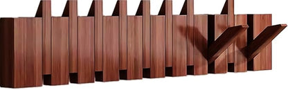 Wall Mounted Coat RackHooks Piano Key Hangers Natural Solid Wood Hanger Non-Woven Fabric Clothes Hangers for Closet, Kitchen, Bedroom, Bathroom, Entryway (Walnut, 10 Hooks)