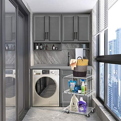 2119 Rolling Utility Cart Tower Rack for Kitchen Bathroom Laundry Dining Room Places,Acrylic Mobile Storage Cart On Wheels