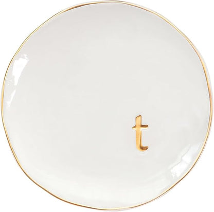 COLLECTIVE HOME - Ceramic Jewelry Tray, Decorative Trinket Dish for Rings Earrings Necklaces Bracelet Watch Keys, Birthday Mother's Day Christmas Gift for Women, 4.75", Glossy (t)