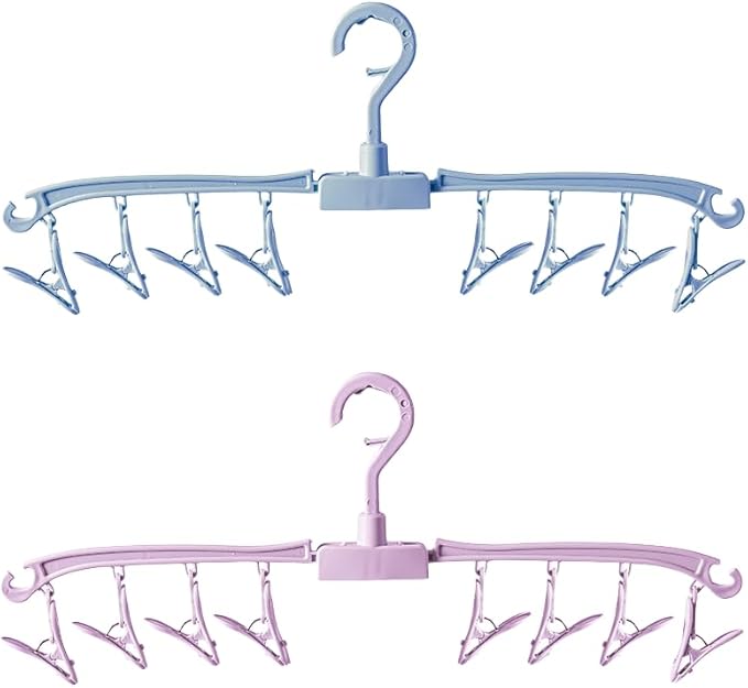 Foldable Drying Rack Drip Hanger, Portable Underwear Hangers Hanging Drying Rack, Sock Drying Rack Made of Polypropylene for Drying Socks Lingerie Baby Clothes Drying Towels (Pink Blue)