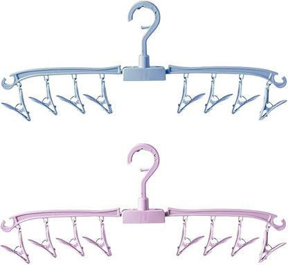 Foldable Drying Rack Drip Hanger, Portable Underwear Hangers Hanging Drying Rack, Sock Drying Rack Made of Polypropylene for Drying Socks Lingerie Baby Clothes Drying Towels (Pink Blue)