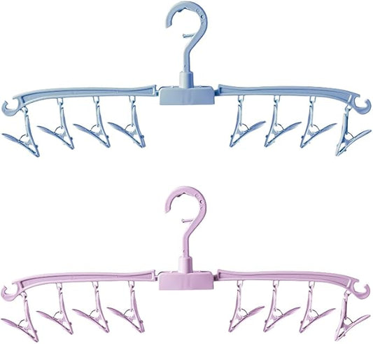 Foldable Drying Rack Drip Hanger, Portable Underwear Hangers Hanging Drying Rack, Sock Drying Rack Made of Polypropylene for Drying Socks Lingerie Baby Clothes Drying Towels (Pink Blue)