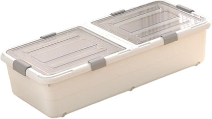 ＫＬＫＣＭＳ Under Bed Storage Container with Wheels for Shoes Clothes Fashion Shoe Organizer Drawer with Clear Lid for Dorm Home Bedroom