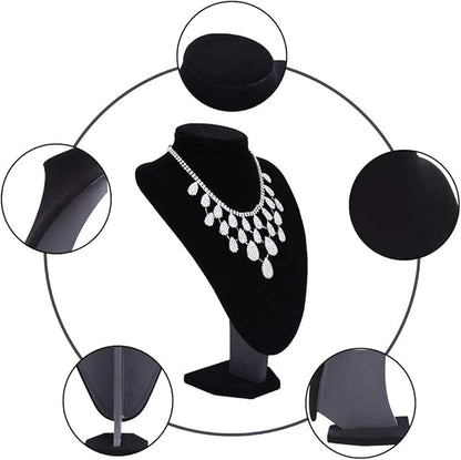 Wudygirl Black Velvet 3-Dimensional Necklace Bust Display Holder Jewelry Neck Pendant Chain Organizer Stand for Women(11.4 inch