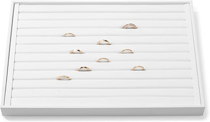 White Leather Ring Earrings Organizer Trays Jewelry Trays For Rings Earring Coins Brooches Holder Storage Display