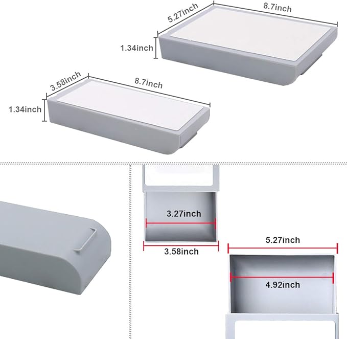 Desk Drawer Attachment, 2 Pack Pencil Organizer, Hidden Desk Organizer, Under Desk Organizer Adhesive, Pen Holder, Desk Accessories & Workspace Organizers, Pen Drawers, Drawer Tray Storage Desktop
