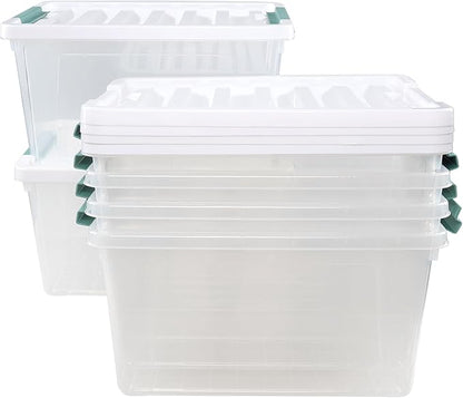 Cinkyou 6 Packs 35 L Clear Plastic Stackable Storage Container, Storage Bins with Lids
