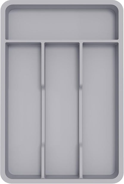 Lifewit Silverware Tray, Cutlery Drawer Organizer Storage for Kitchen, Plastic Flatware Utensil Holder Divider for Spoons Forks Knives Tableware, 4 Compartment, Gray