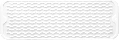 Silicone Dish Drying Mat for Multiple Usage,Easy clean,Eco-friendly,Heat-resistant Silicone Mat for Kitchen Counter,Sink,Bar,Bottle,or Cup White M 17 inches x 6 inches