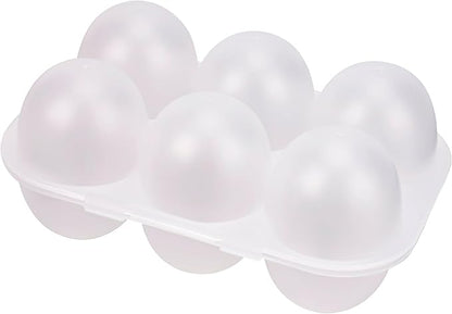 Portable 6-Egg Carrier, White PP Camping Egg Holder with Lid — Outdoor Travel Egg Tray for Fridge, Cooler & RV, BPA-Free, 1-Pack