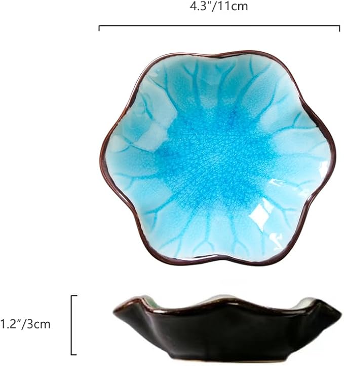 JAMEND CLXP Ice Cracking Leaf Jewelry Dish, Decorative Ring Holder Small Trinket Tray Bowl, Gifts for Daughter Mom Friends, Lake Blue.